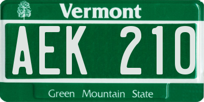 VT license plate AEK210