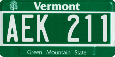 VT license plate AEK211