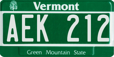 VT license plate AEK212