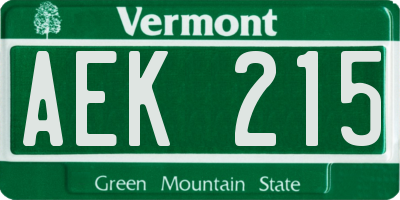 VT license plate AEK215