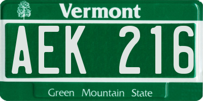 VT license plate AEK216