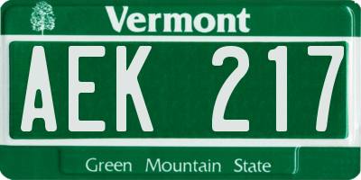 VT license plate AEK217