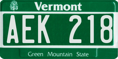 VT license plate AEK218