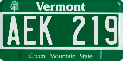 VT license plate AEK219