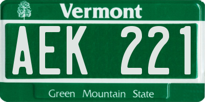 VT license plate AEK221