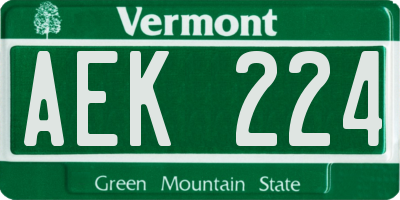 VT license plate AEK224