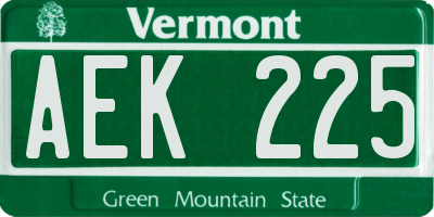 VT license plate AEK225