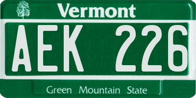 VT license plate AEK226