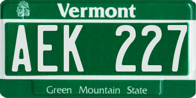 VT license plate AEK227