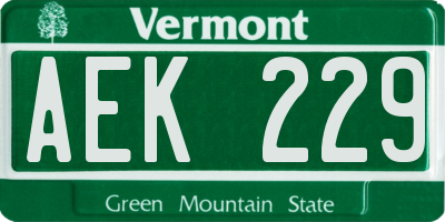 VT license plate AEK229