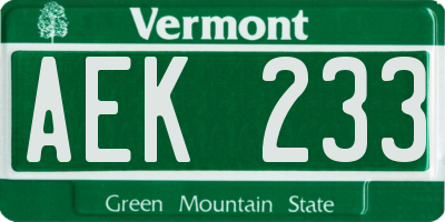 VT license plate AEK233