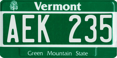 VT license plate AEK235