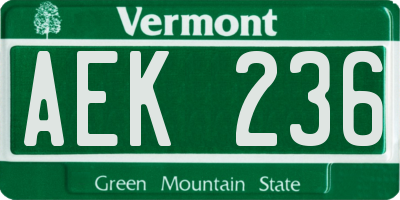 VT license plate AEK236