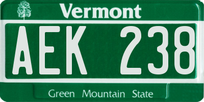 VT license plate AEK238