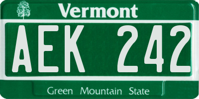 VT license plate AEK242