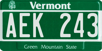VT license plate AEK243