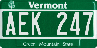 VT license plate AEK247