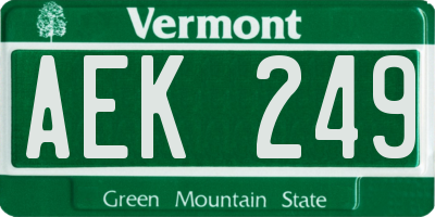 VT license plate AEK249