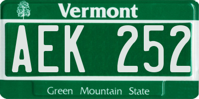 VT license plate AEK252