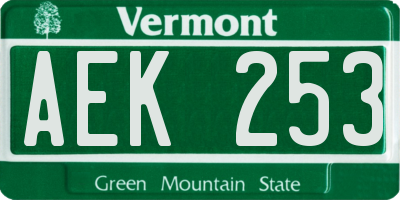 VT license plate AEK253