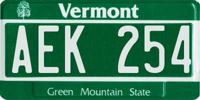 VT license plate AEK254