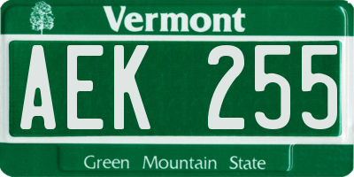 VT license plate AEK255