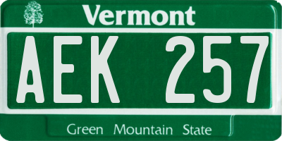 VT license plate AEK257