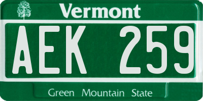 VT license plate AEK259