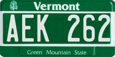 VT license plate AEK262
