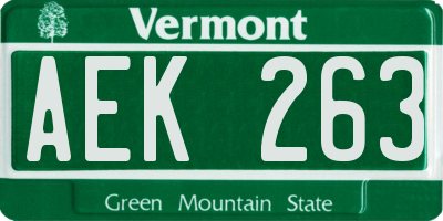 VT license plate AEK263