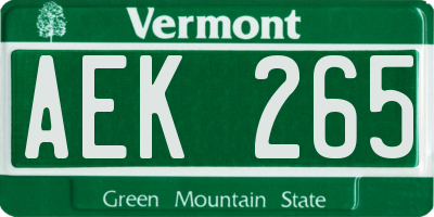 VT license plate AEK265