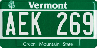 VT license plate AEK269