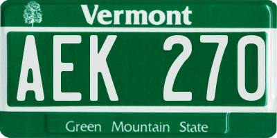 VT license plate AEK270