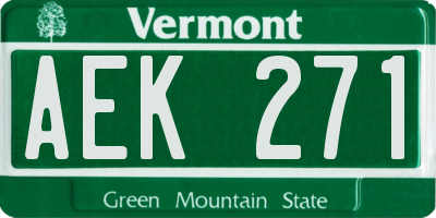 VT license plate AEK271