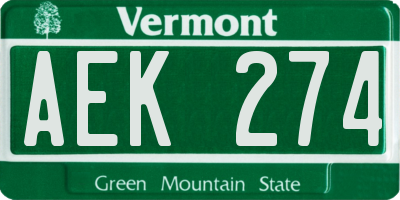 VT license plate AEK274