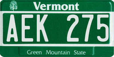VT license plate AEK275