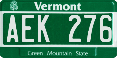 VT license plate AEK276