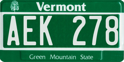 VT license plate AEK278