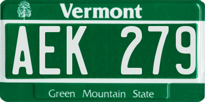 VT license plate AEK279