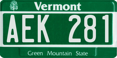 VT license plate AEK281