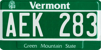 VT license plate AEK283