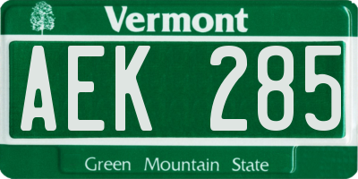 VT license plate AEK285