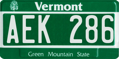 VT license plate AEK286