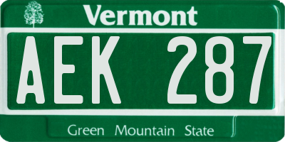 VT license plate AEK287