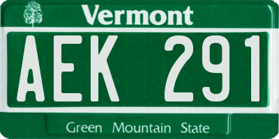 VT license plate AEK291