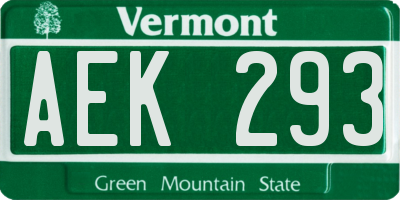 VT license plate AEK293