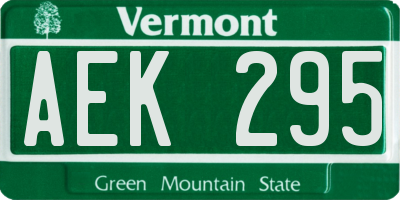 VT license plate AEK295