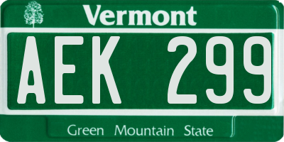 VT license plate AEK299