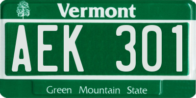 VT license plate AEK301