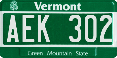 VT license plate AEK302